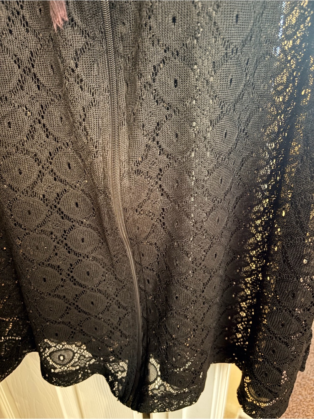 Jaclyn Smith Black Lace Zip Hoodie Swim Coverup - Picture 3 of 7